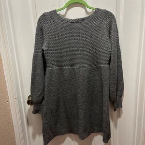 Gray Textured Knit Sweater Dress